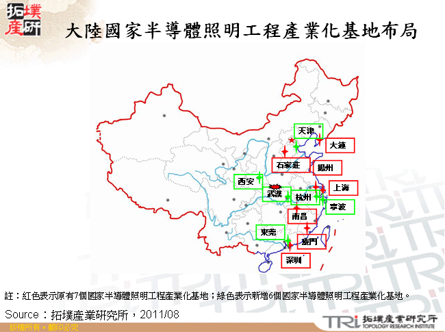 大陸國家半導體照明工程產業化基地布局