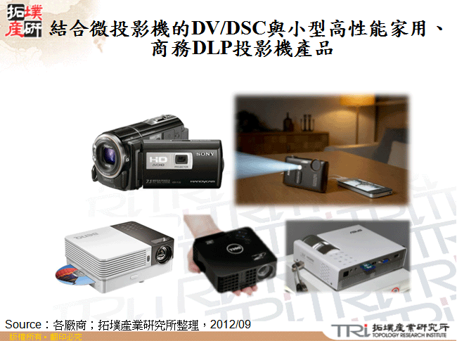 結合微投影機的DV/DSC與小型高性能家用、商務DLP投影機產品