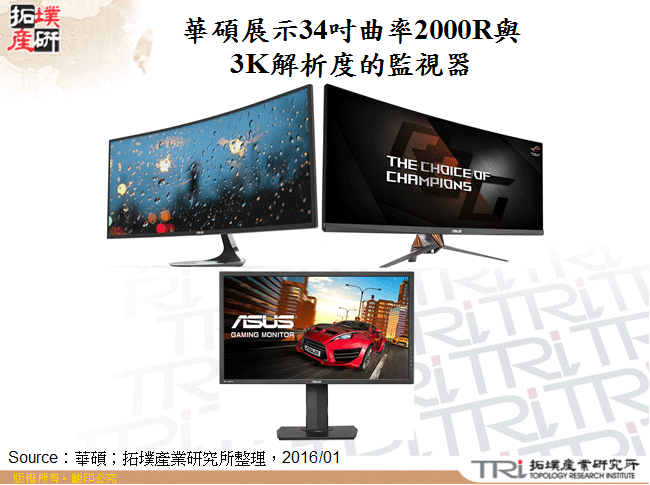 華碩展示34吋曲率2000R與3K解析度的監視器