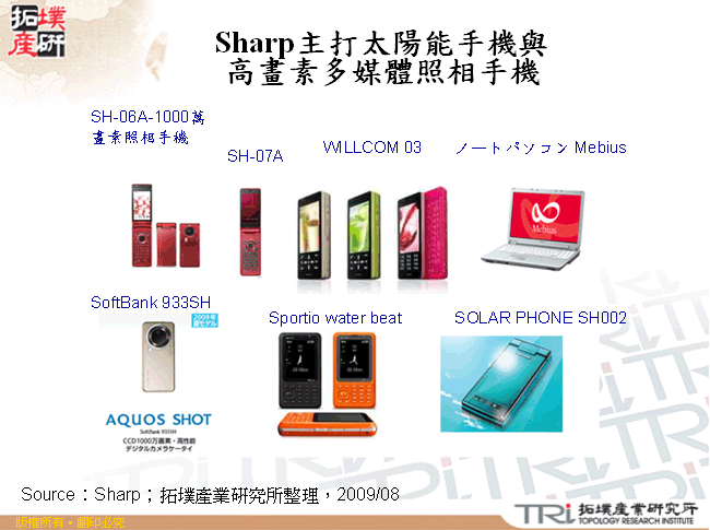 Sharp主打太陽能手機與高畫素多媒體照相手機